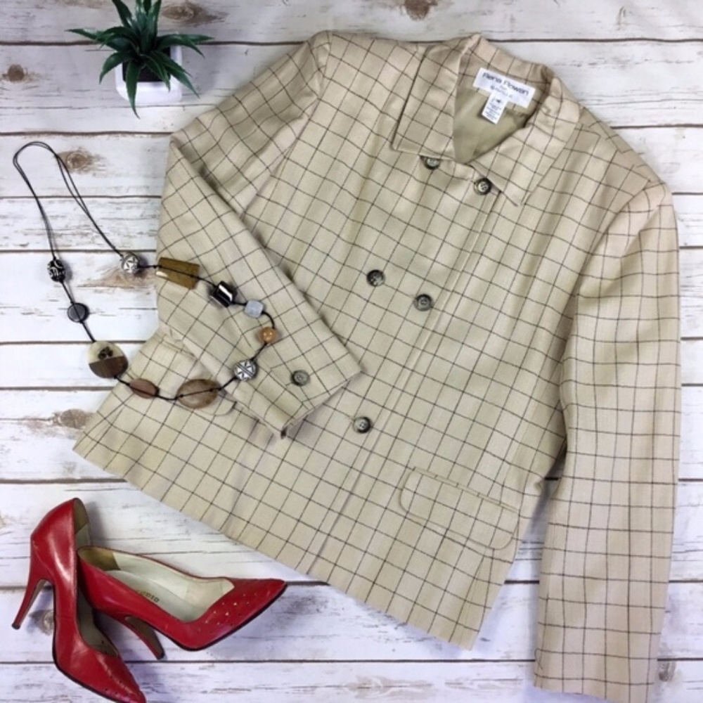 Vintage Rena Rowan Windowpane Plaid Jacket NWT